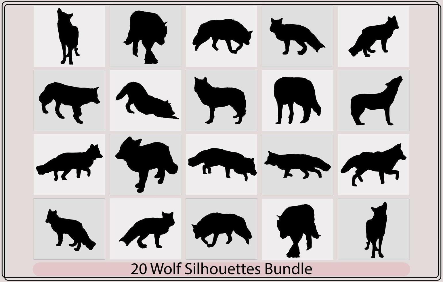 Set of wolf silhouettes,silhouette of wolf,Wolves Outline Collection, logo with wolf,Set the head of a wolf,Silhouette of a howling wild wolf for Halloween design element. vector