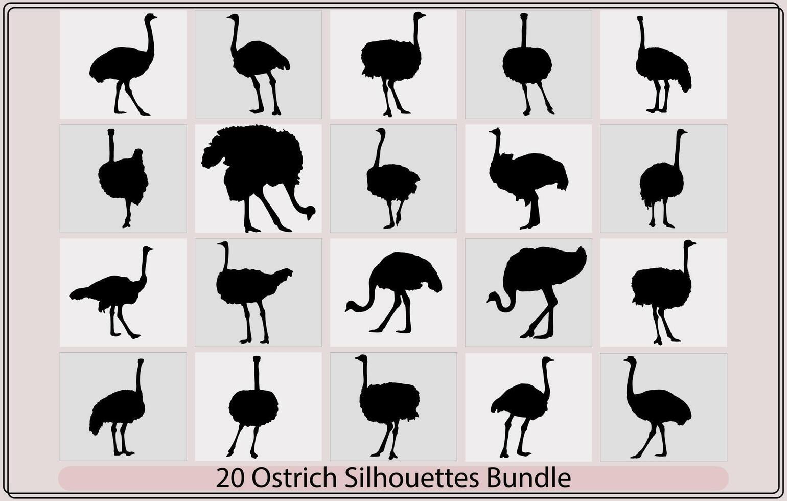 ostrich silhouette collection,silhouette of ostrich,Set of ostrich silhouettes,set of ostrich logo,Vector illustration of a black silhouette ostrich vector