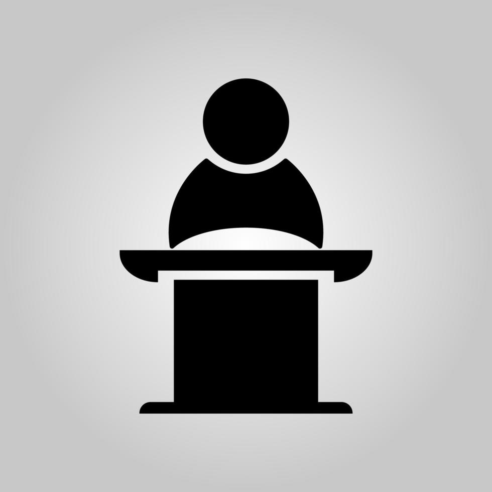 Public Speaker on the pedestal. Business meeting, discussion or debate. Vector illustration