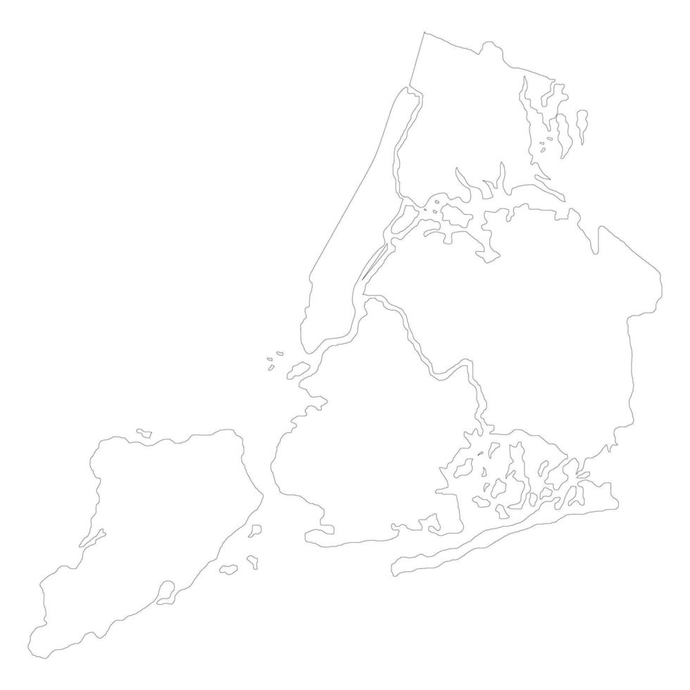 New York state. State of America territory on white background. Separate boroughs. Vector illustration