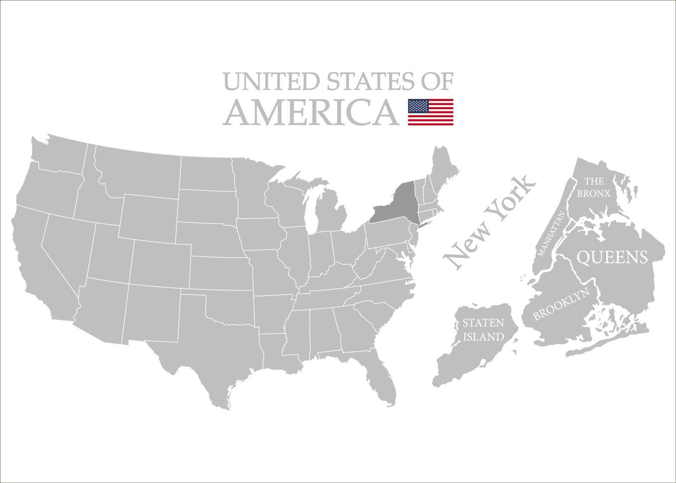 estados de America territorio en blanco antecedentes. separar estado. nuevo York estado. separar distritos vector ilustración