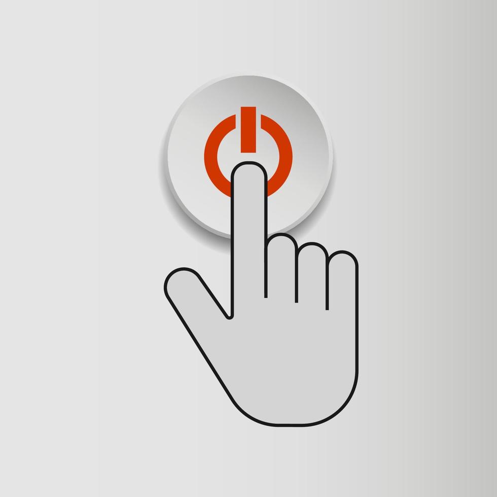 Push button. Hand icon on white background. Cursor of computer mouse. Vector illustration