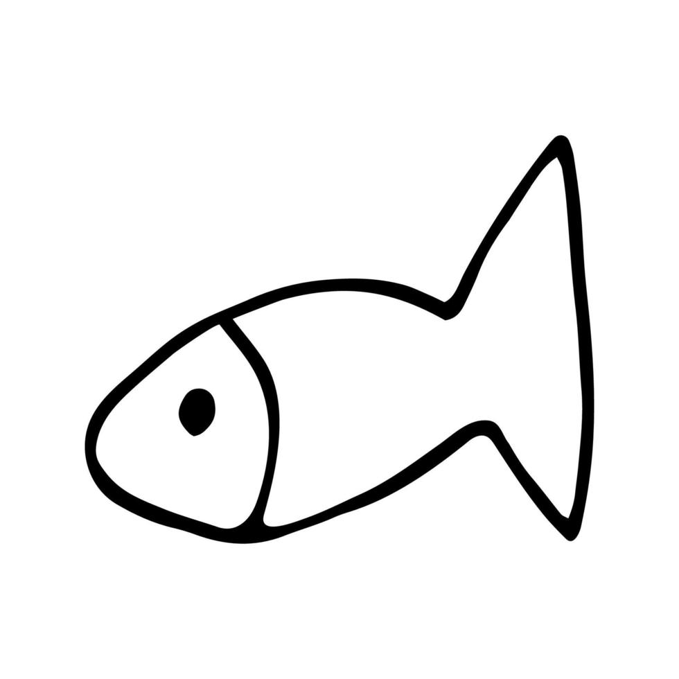 Cute doodle single fish. Underwater world for child coloring book and summer design. vector