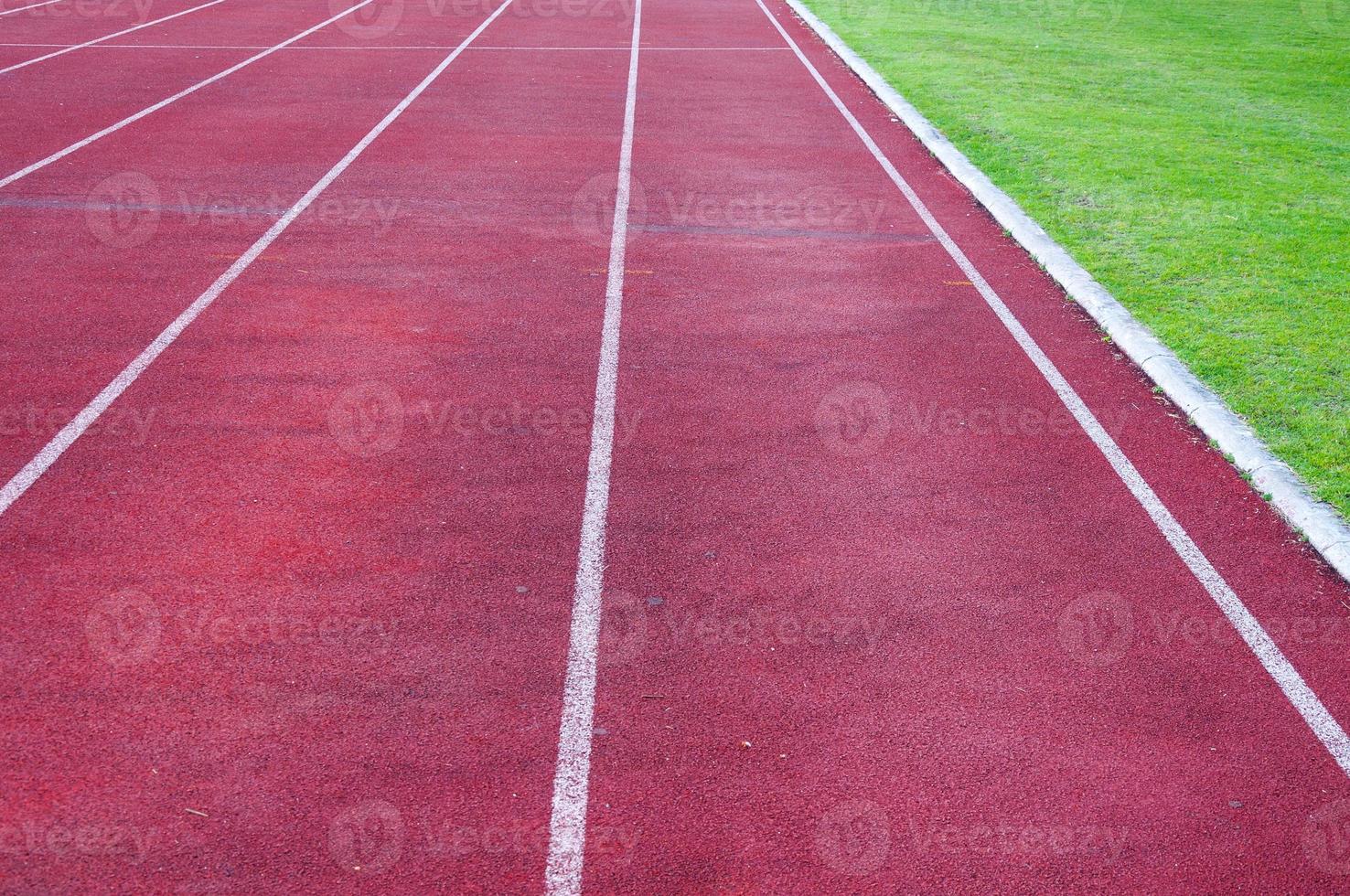 running track and green grass,Direct athletics Running track at Sport Stadium photo