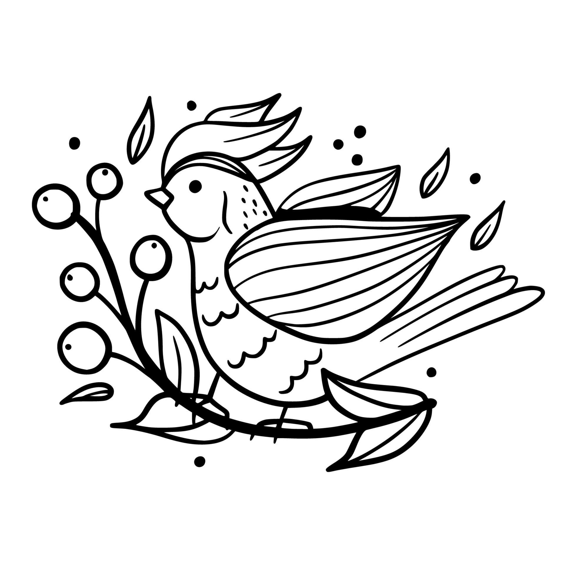 Bird. Spring bird. Coloring. Sketch. Hand drawing. For your design