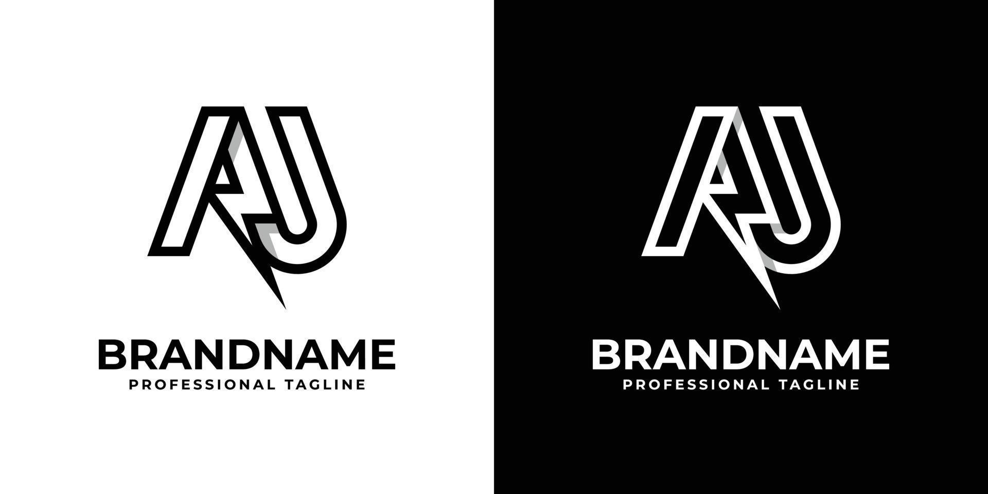 Letter AU Thunderbolt Logo, suitable for any business with AU or UA initials. vector