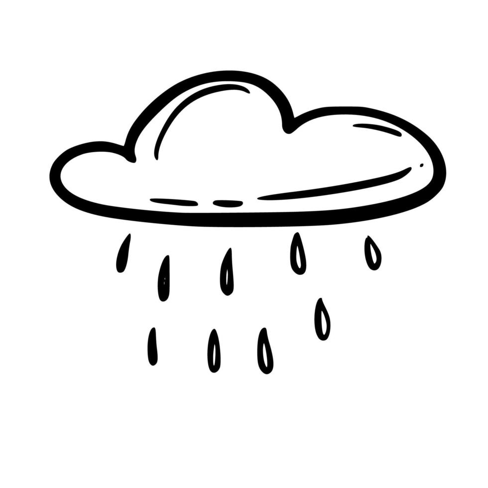 Cloud with rain. Sketch. Hand drawing. For your design. vector