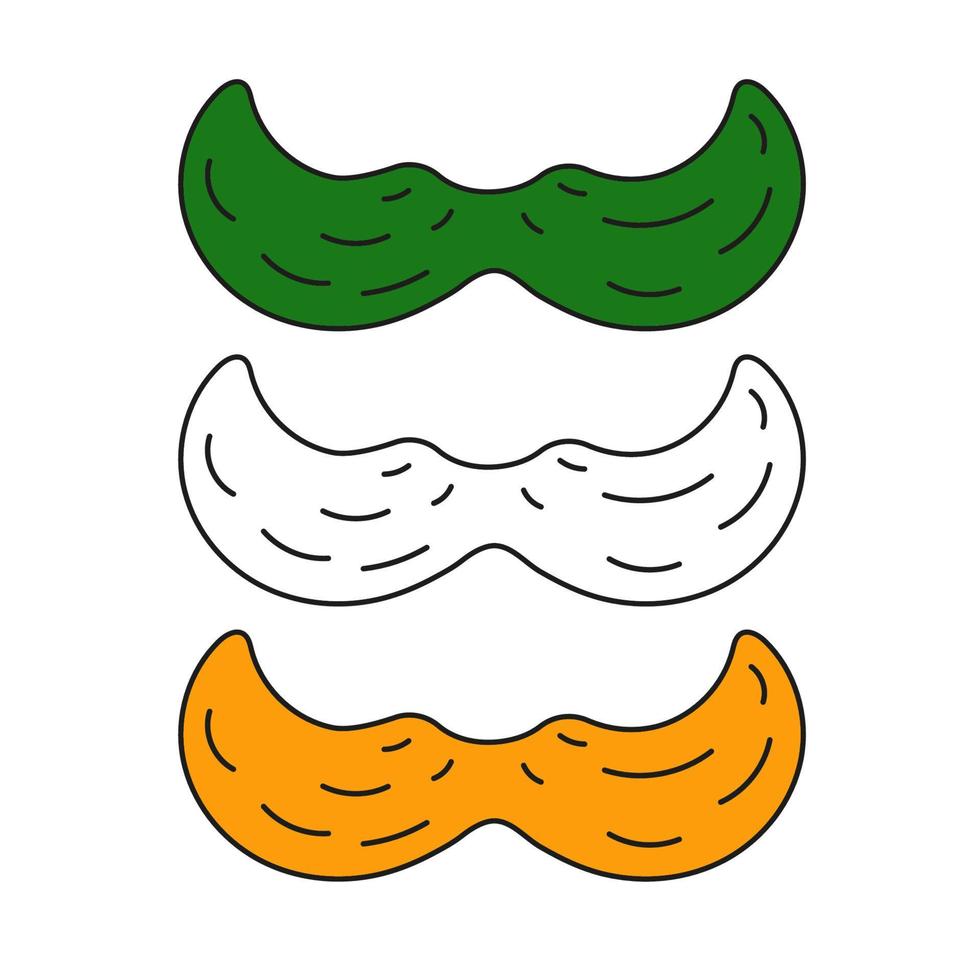 Patricks day mustache flag vector illustration isolated on white background Symbol Doodle Irish sign