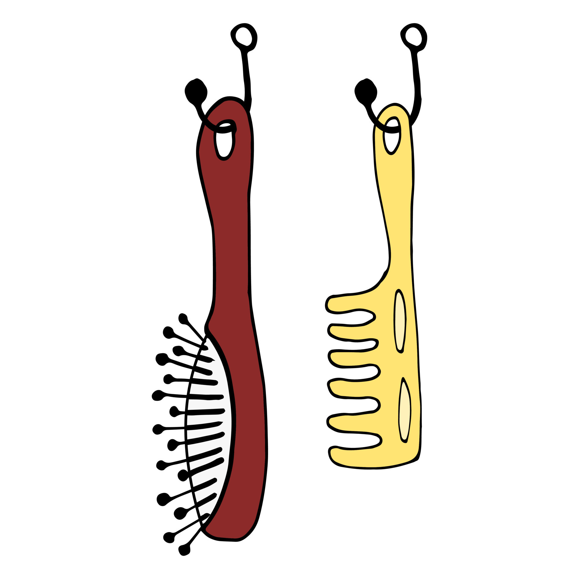 Coloring Page brush, comb. Line Vector Educational worksheet. Paint