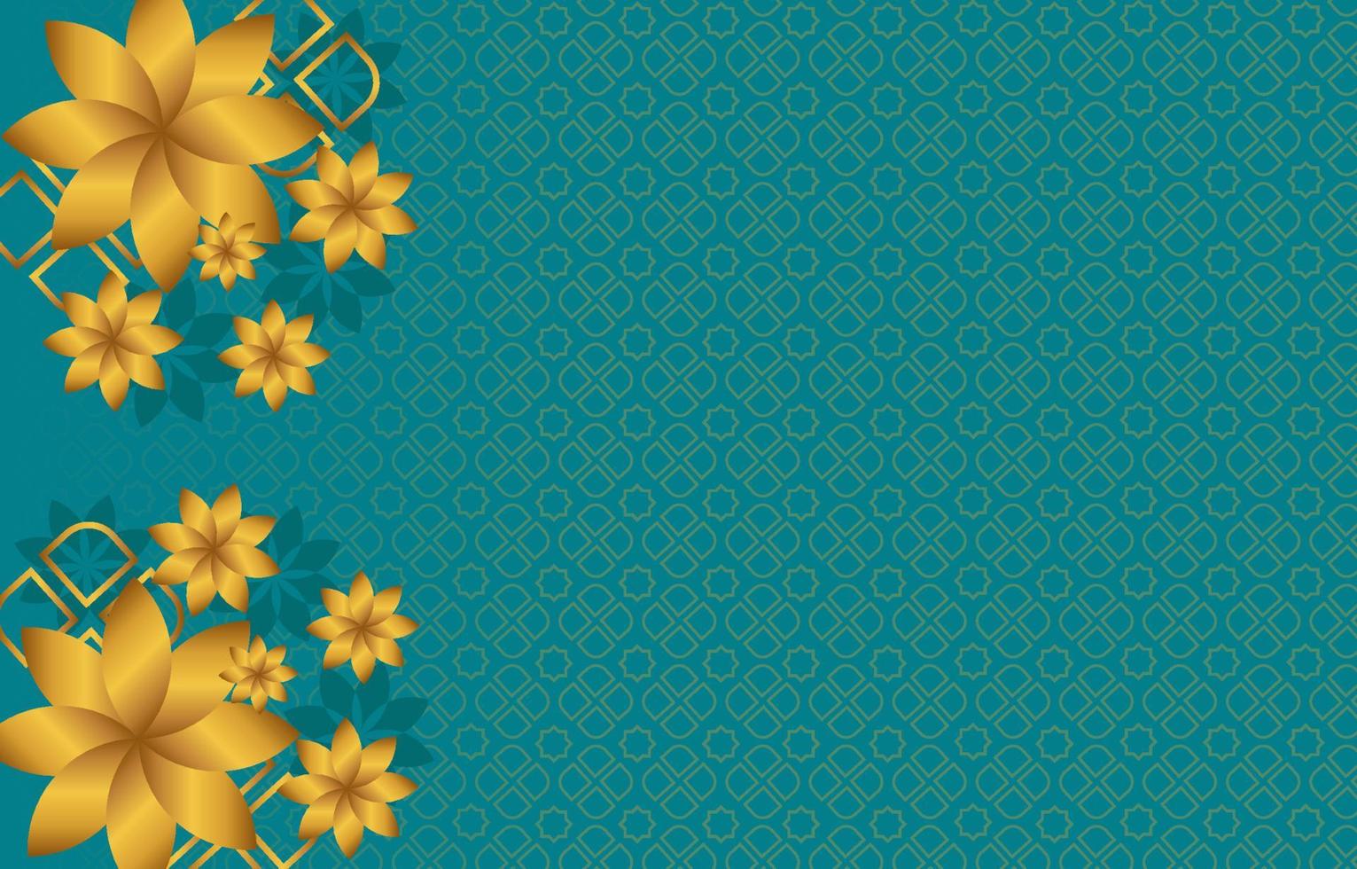 Arabic pattern background with realistic gold flower vector