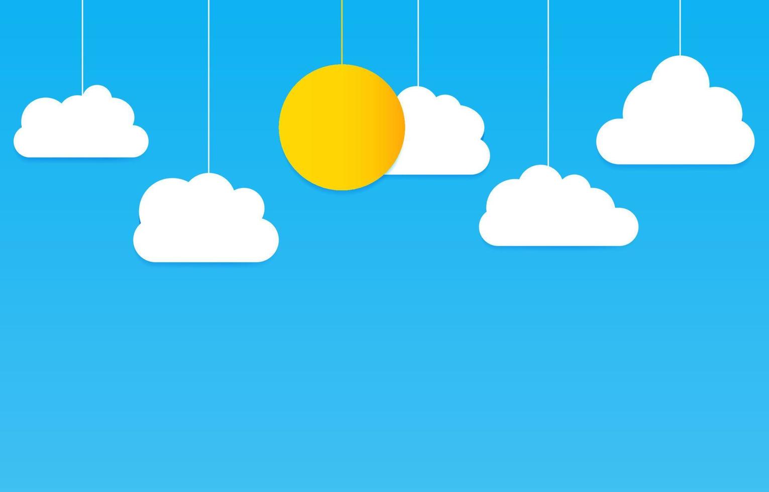 Cloud and sun paper cut in blue sky background vector