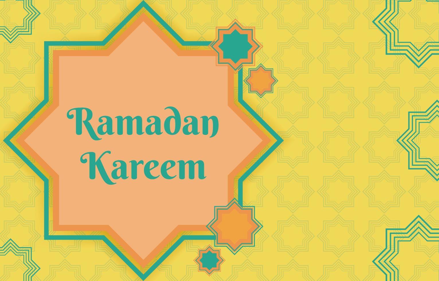 Ramadan kareem background illustration in yellow color with arabic pattern vector