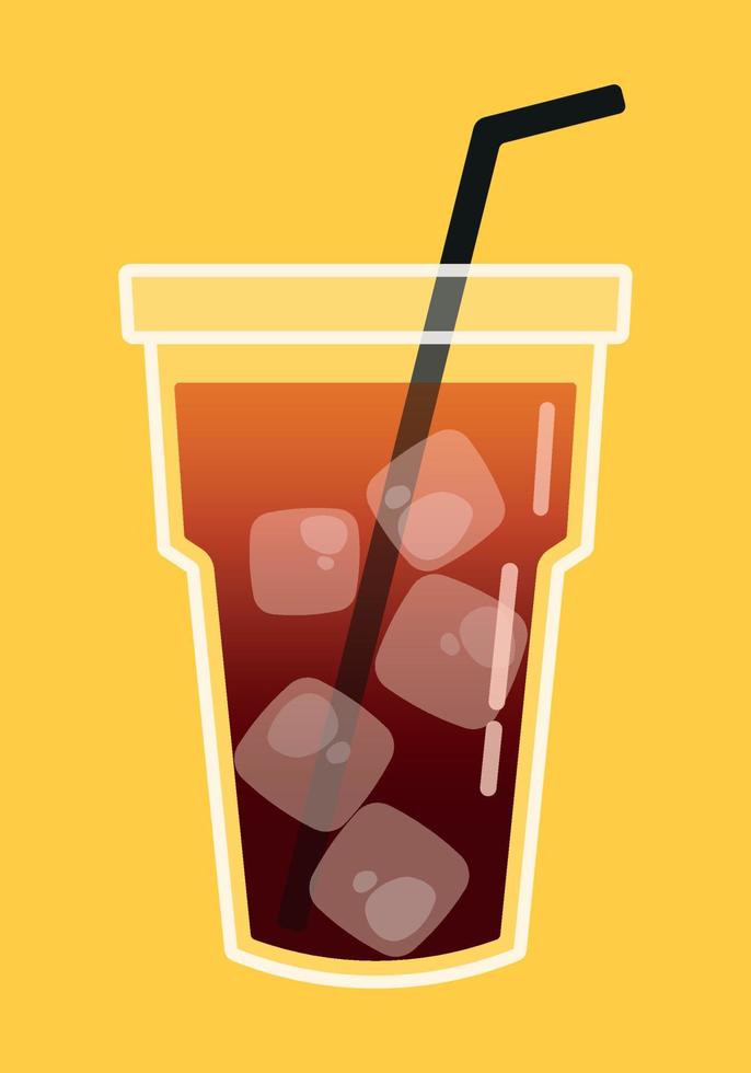 con hielo té icono con Paja aislado vector ilustración