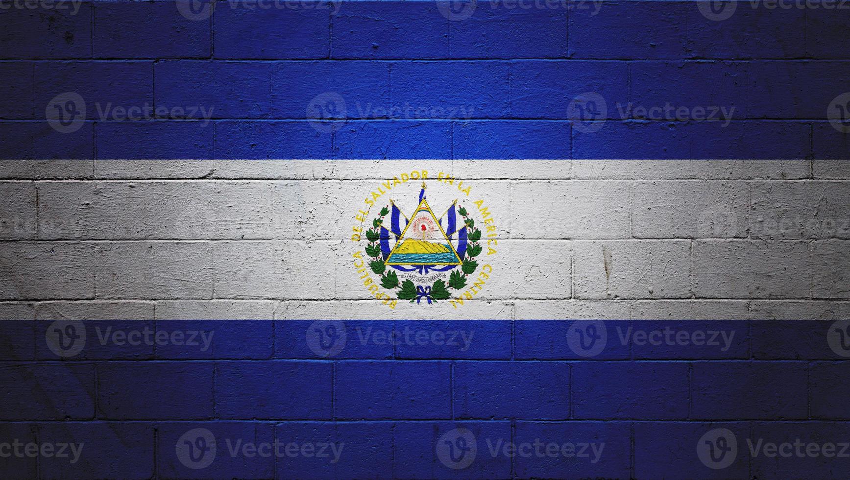 Flag of El Salvador painted on a wall photo