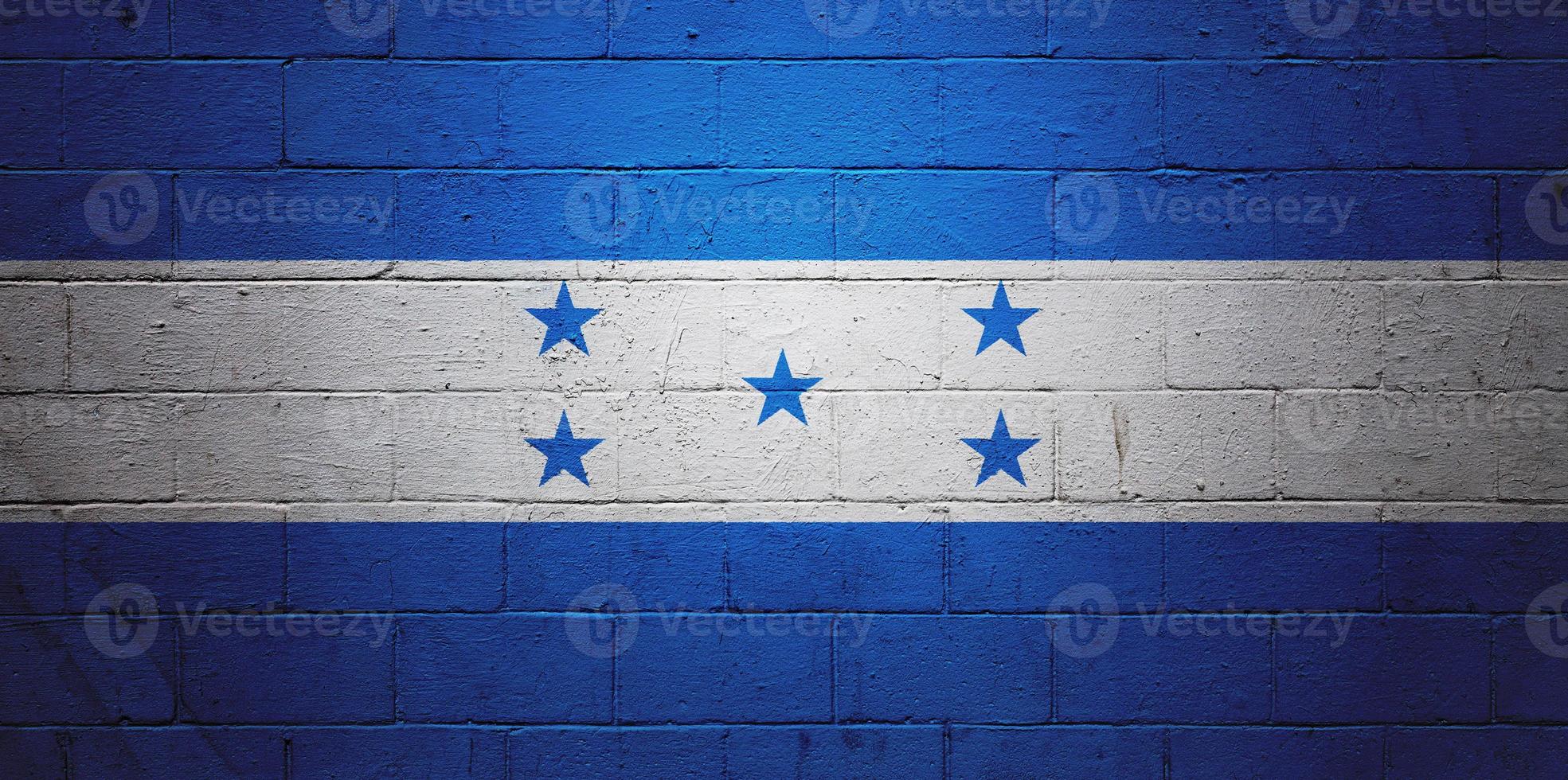 Flag of Honduras painted on a wall photo