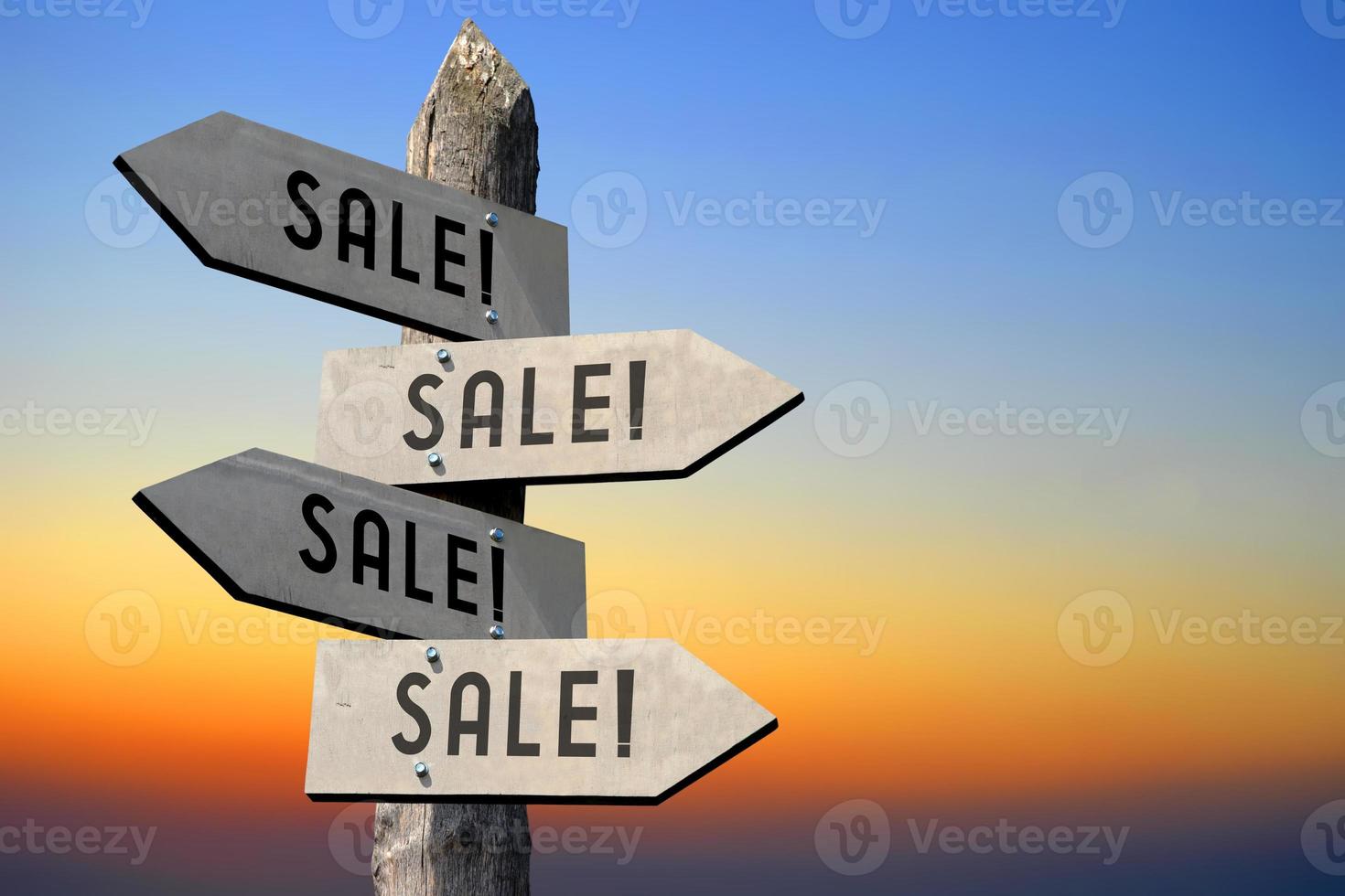 Sale - Wooden Signpost with Four Arrows photo