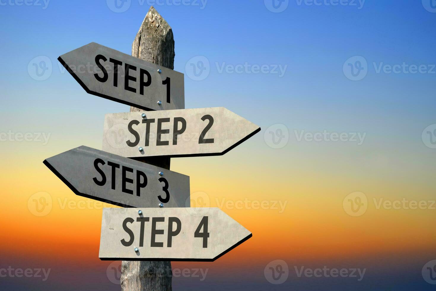 Steps 1, 2, 3, 4 - Wooden Signpost photo