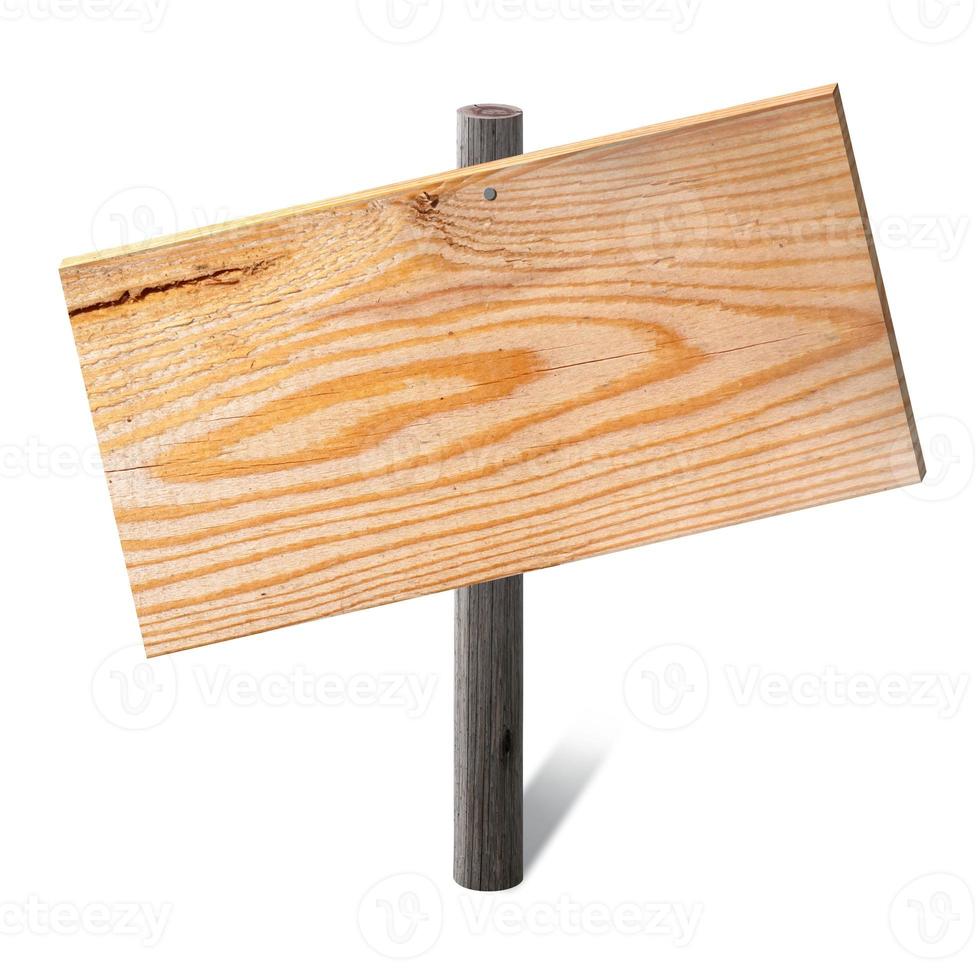 Empty Wooden Board on White Background photo