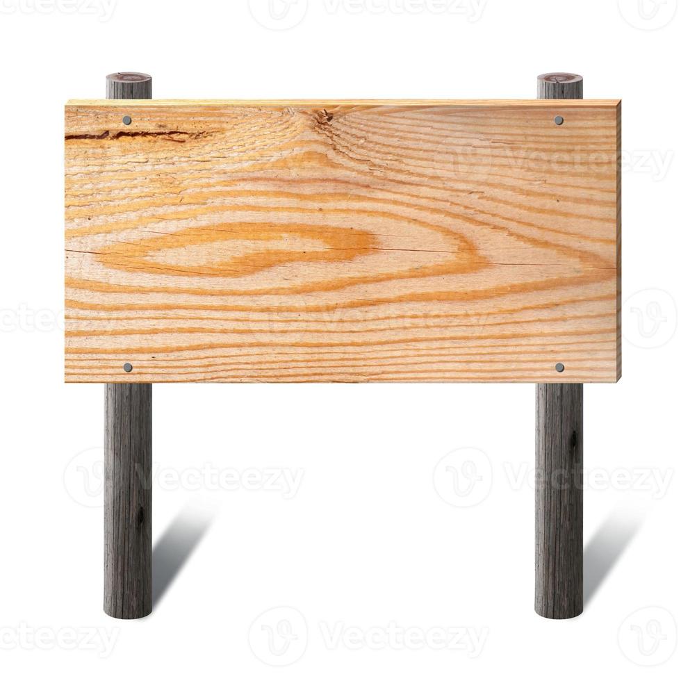 Empty Wooden Board on White Background photo