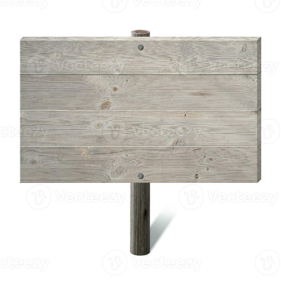 Empty Wooden Board on White Background photo