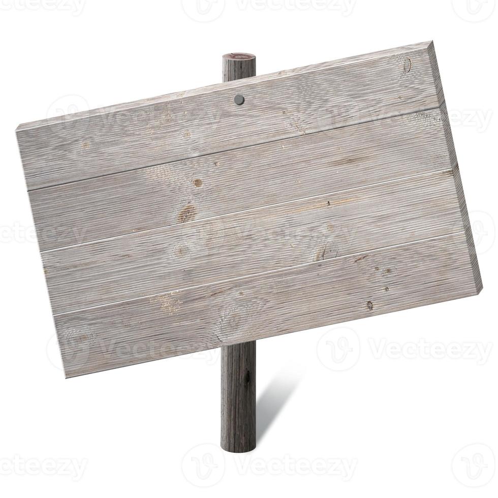 Empty Wooden Board on White Background photo