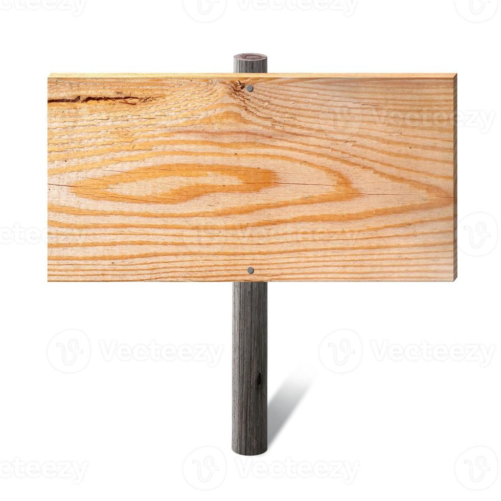 Empty Wooden Board on White Background photo