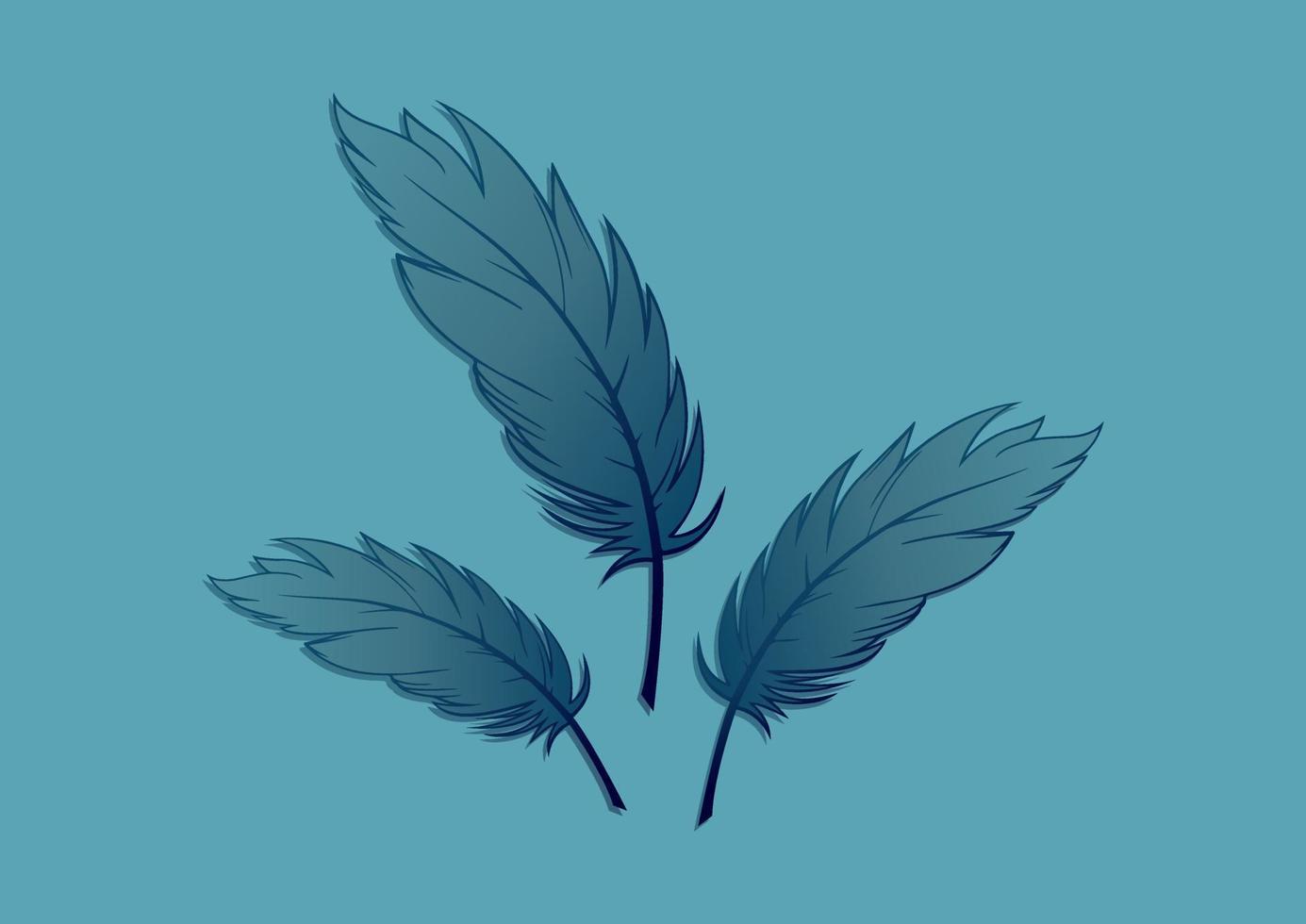 Blue Feather Art Vector. Silhouette Feather vector