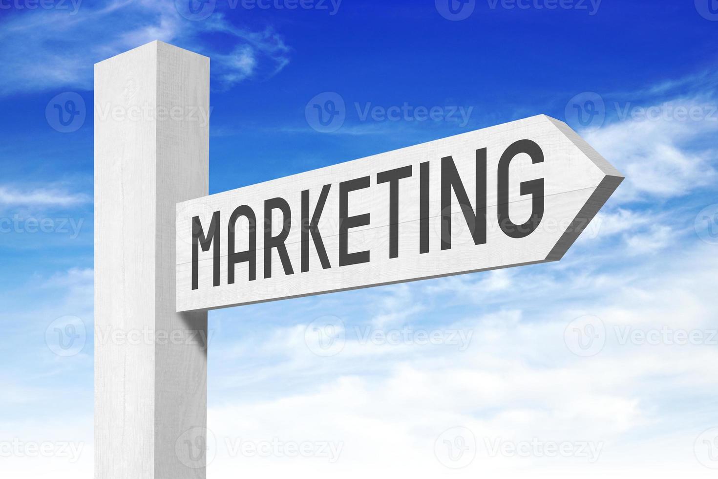 Marketing - White Wooden Signpost with one Arrow photo