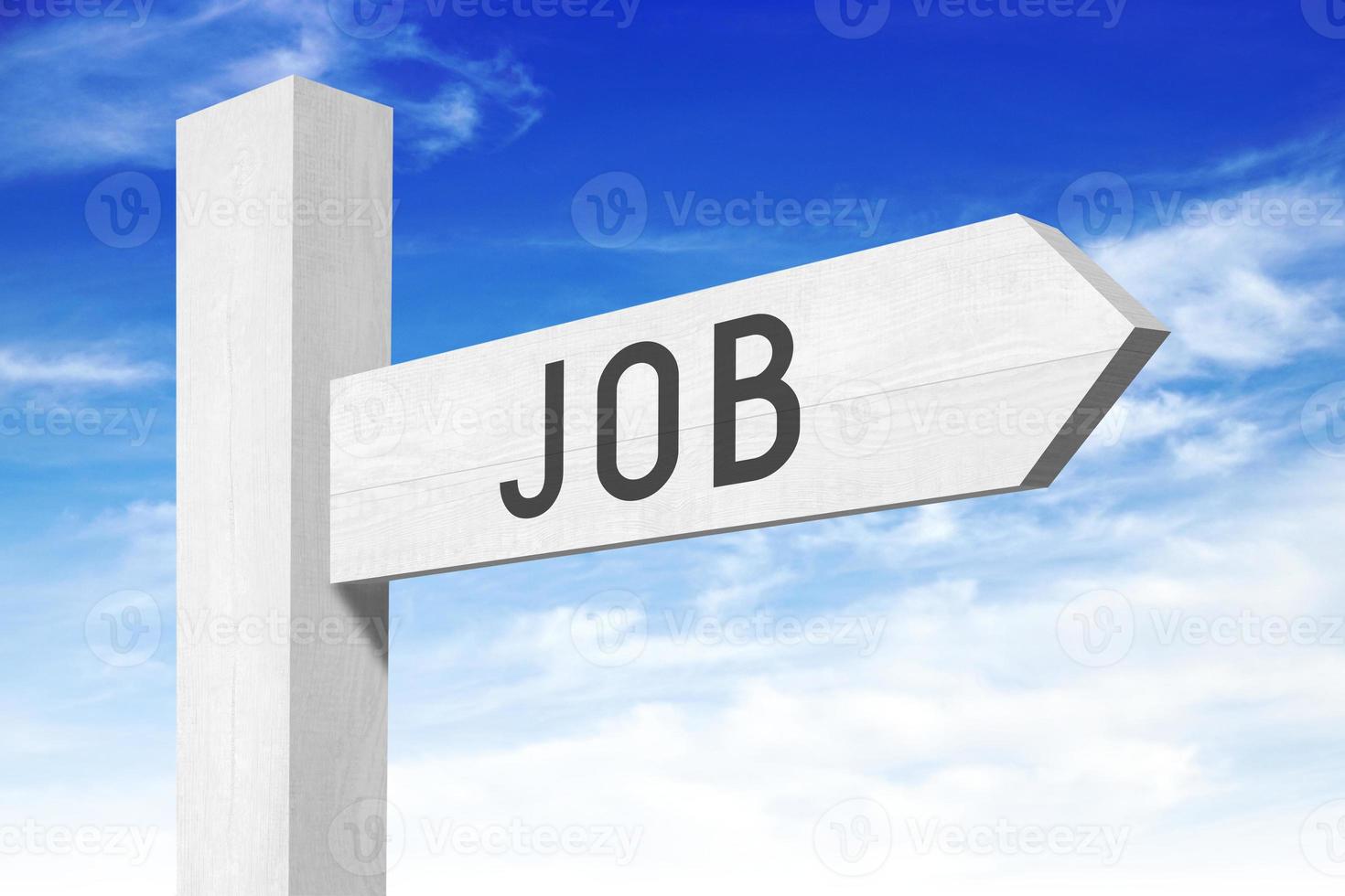 Job - White Wooden Signpost with one Arrow photo