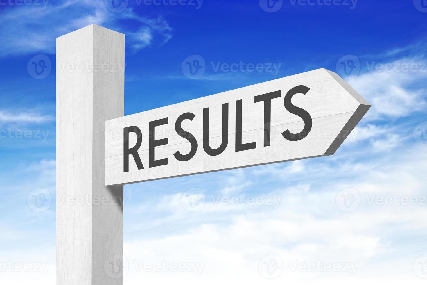 Results - White Wooden Signpost with one Arrow photo