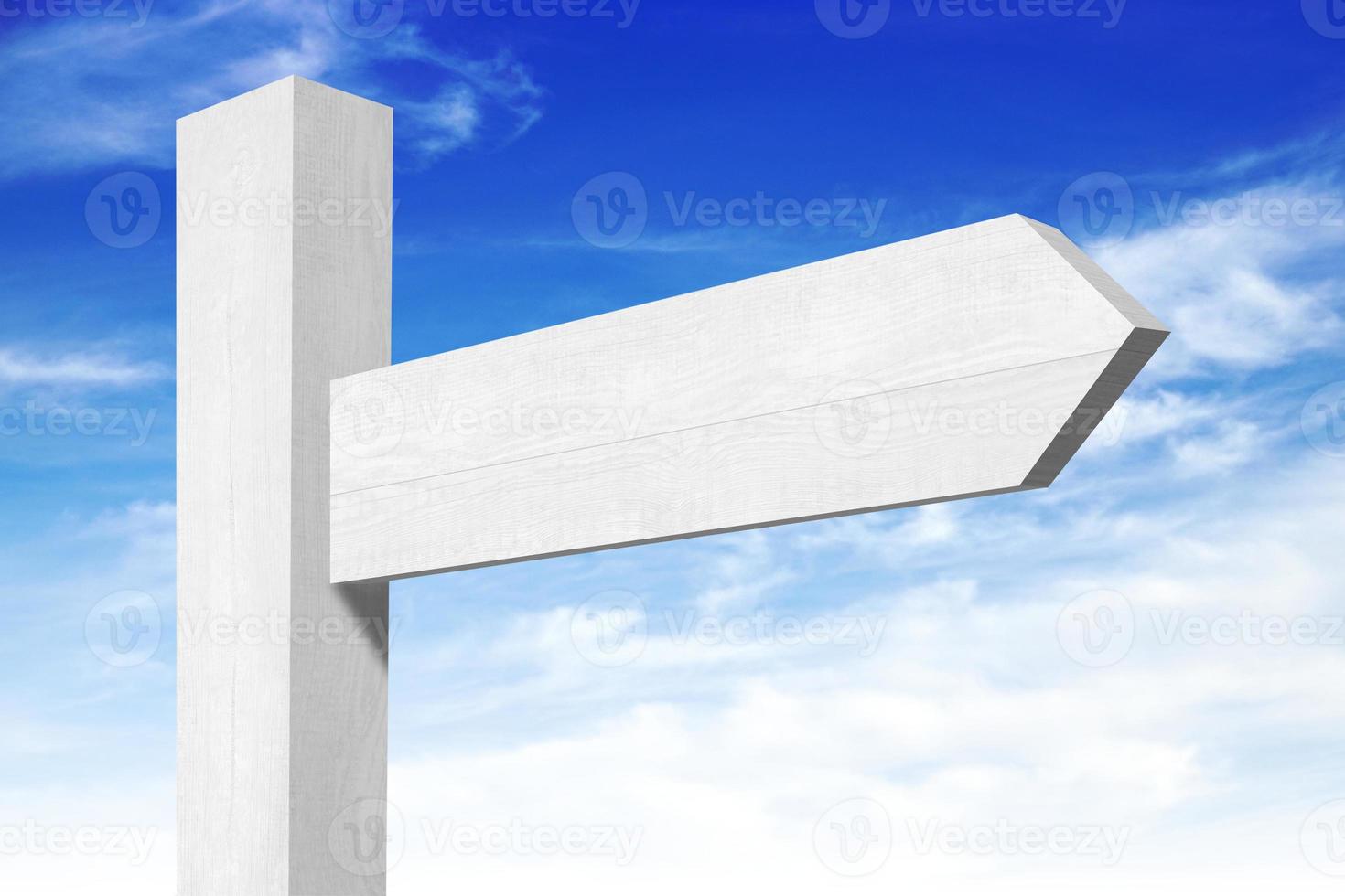 White Wooden Signpost with one Arrow photo
