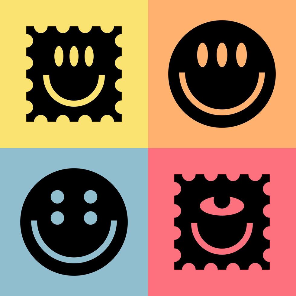 sonrisa forma icono símbolo pegatinas vector acortar Arte divertido, feliz, libertad, elemento, ornamento