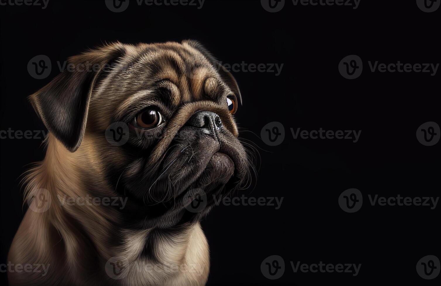 Pug Dog on Black Background photo