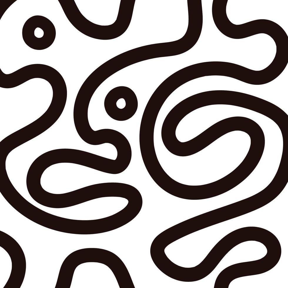 Flat black and white squiggle lines vector seamless pattern background. Abstract hand draw Line art illustration.
