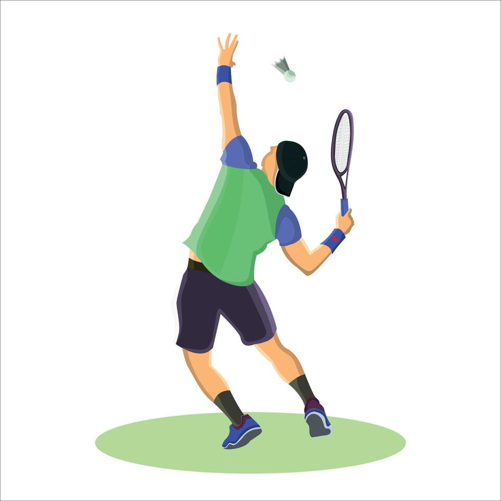 Vector young man play badminton flat vector illustration design