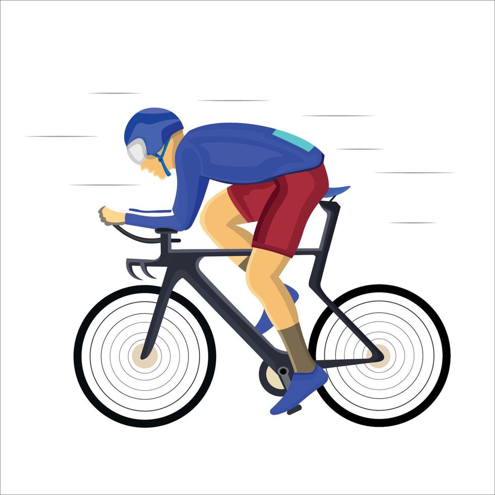 Vector bicycle rider on sport bike ride alone flat vector illustration design