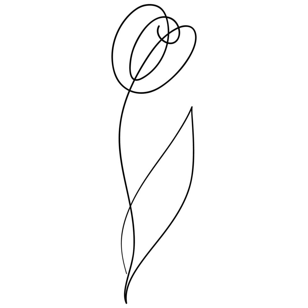 Flower Drawn With A Continuous Line vector