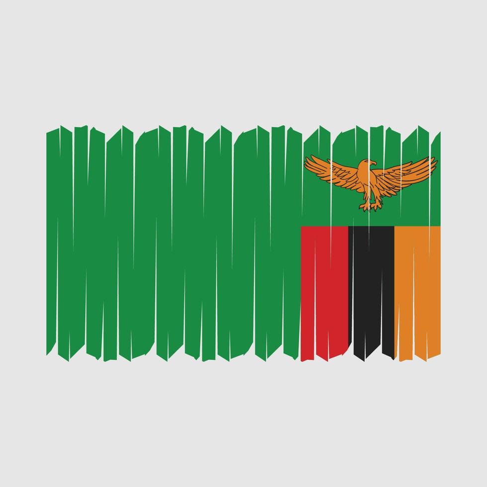 Zambia Flag Brush Vector