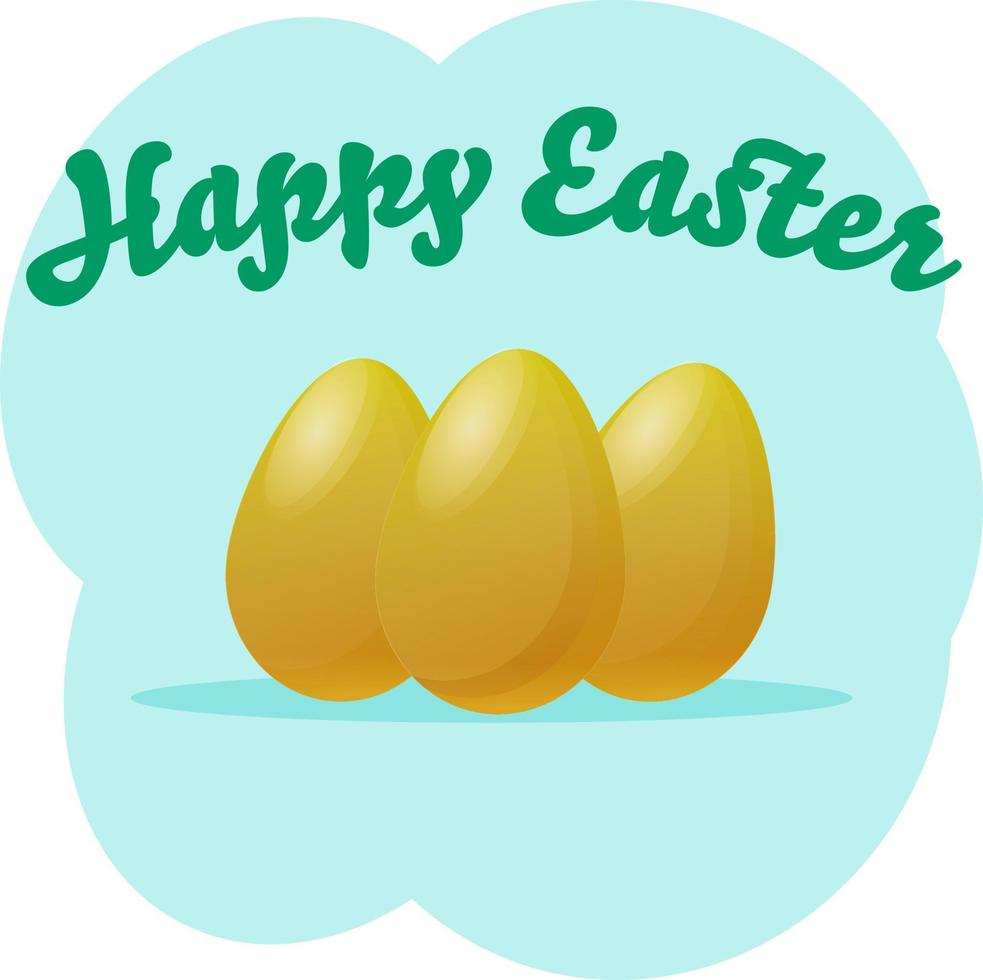 Happy easter greeting card, poster, banner with gold eggs. Vector illustration.