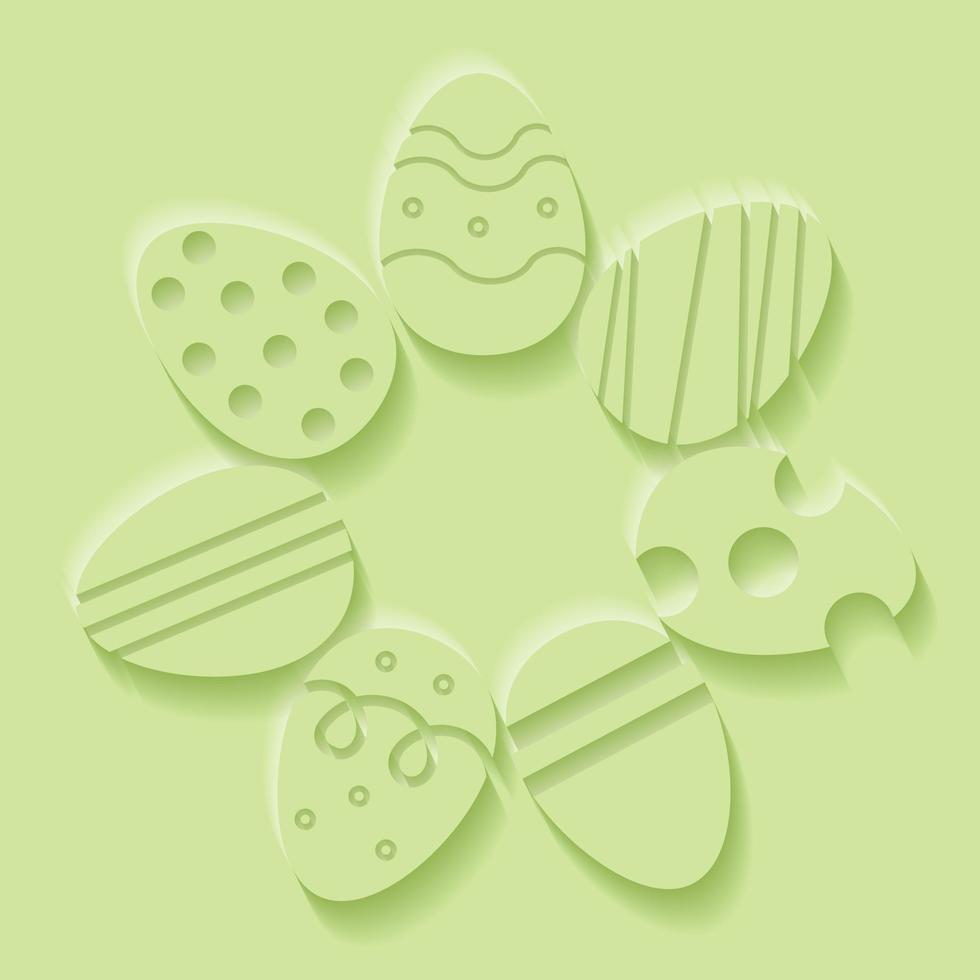 Easter eggs in circle. Monochrome illustration in paper cut style. Trendy design Vector. vector