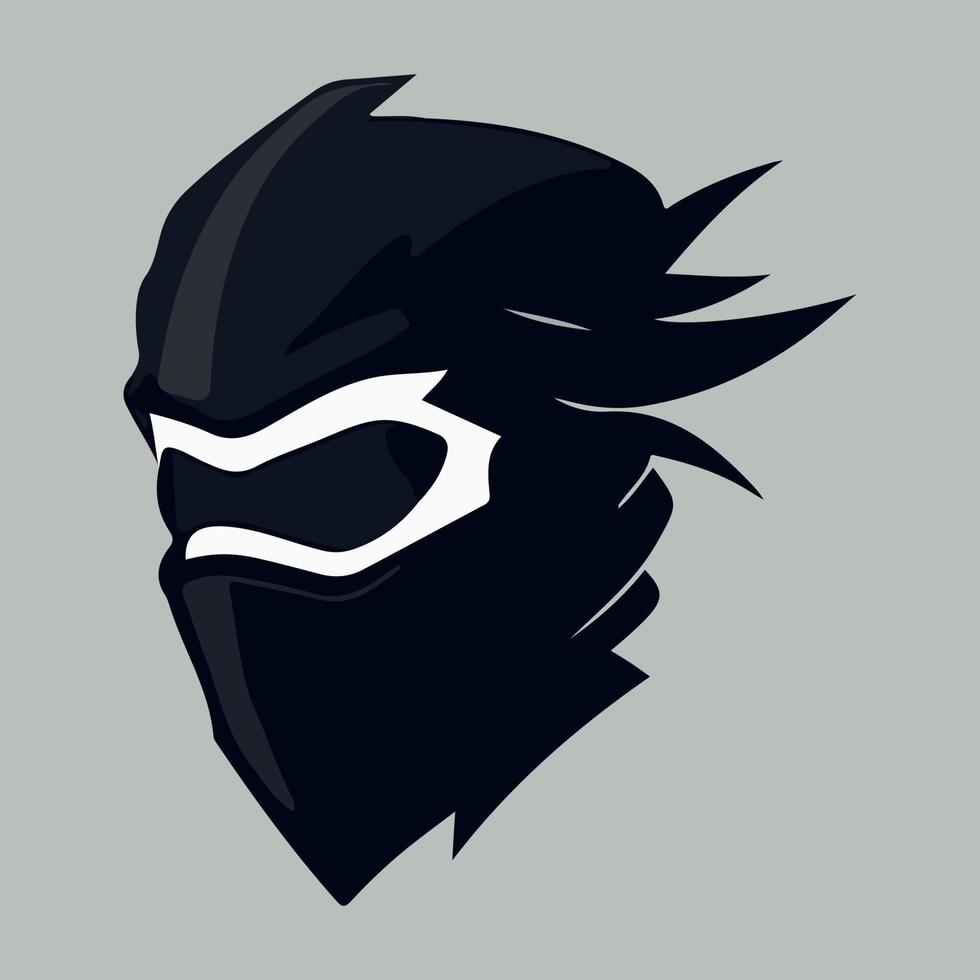 Ninja head mascot esport logo vector illustration with isolated background