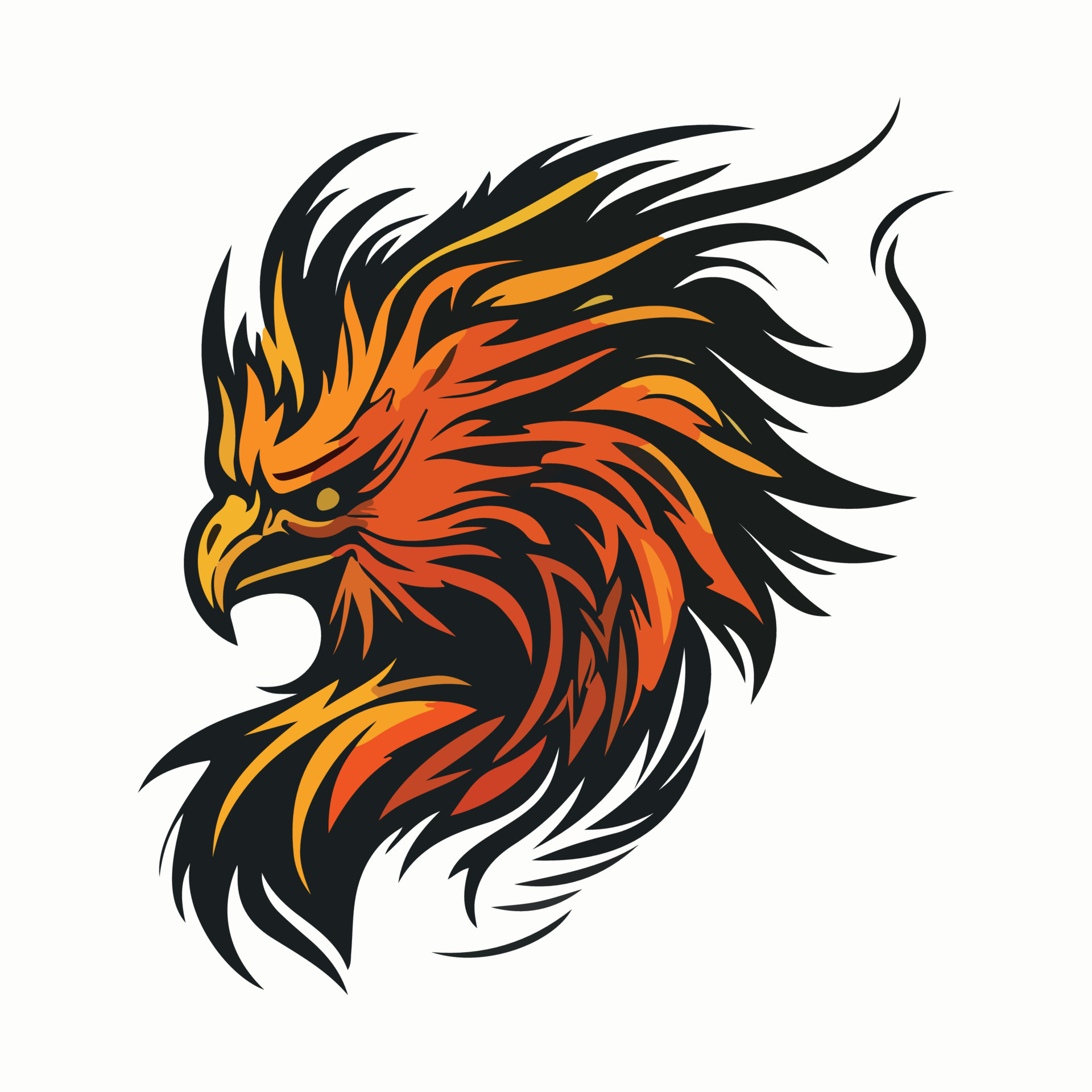 Phoenix head mascot esport logo vector illustration with isolated