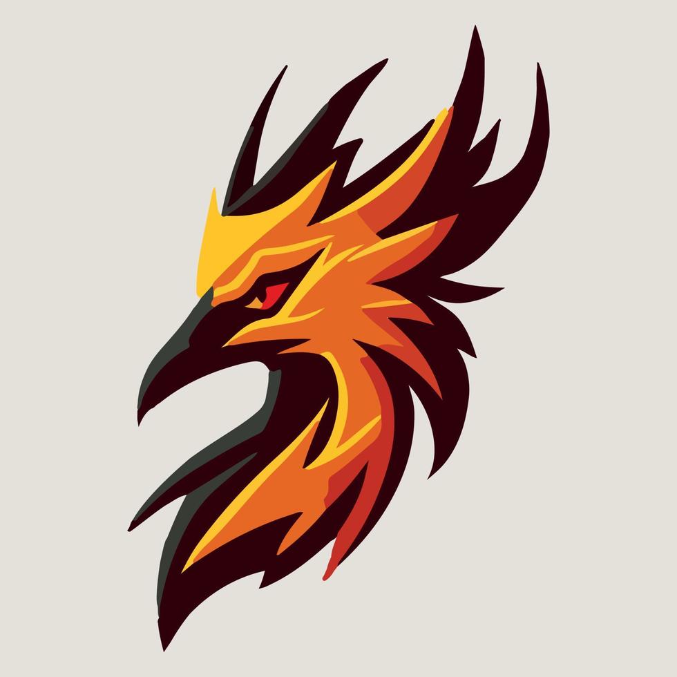 Phoenix head mascot esport logo vector illustration with isolated background