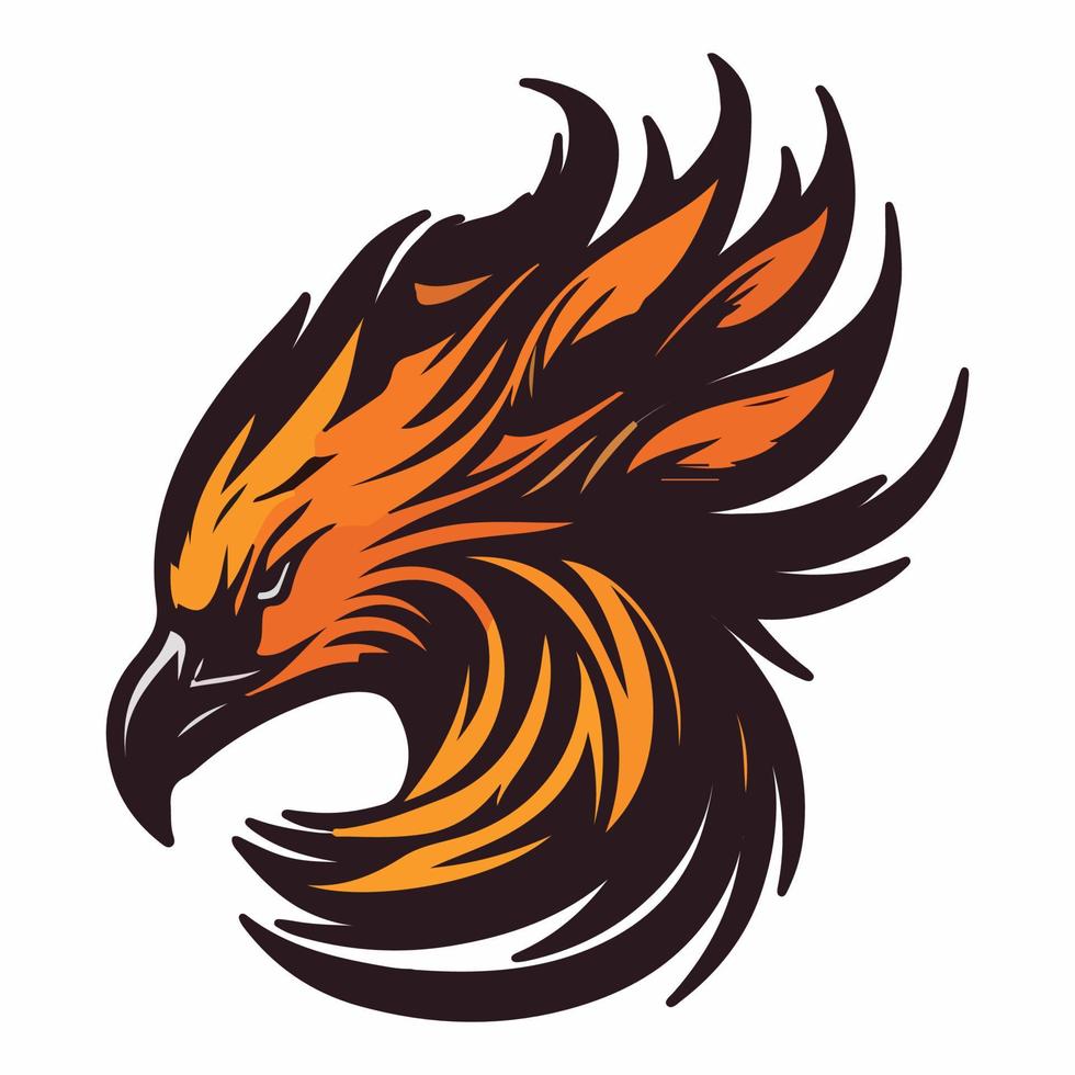 Phoenix head mascot esport logo vector illustration with isolated background