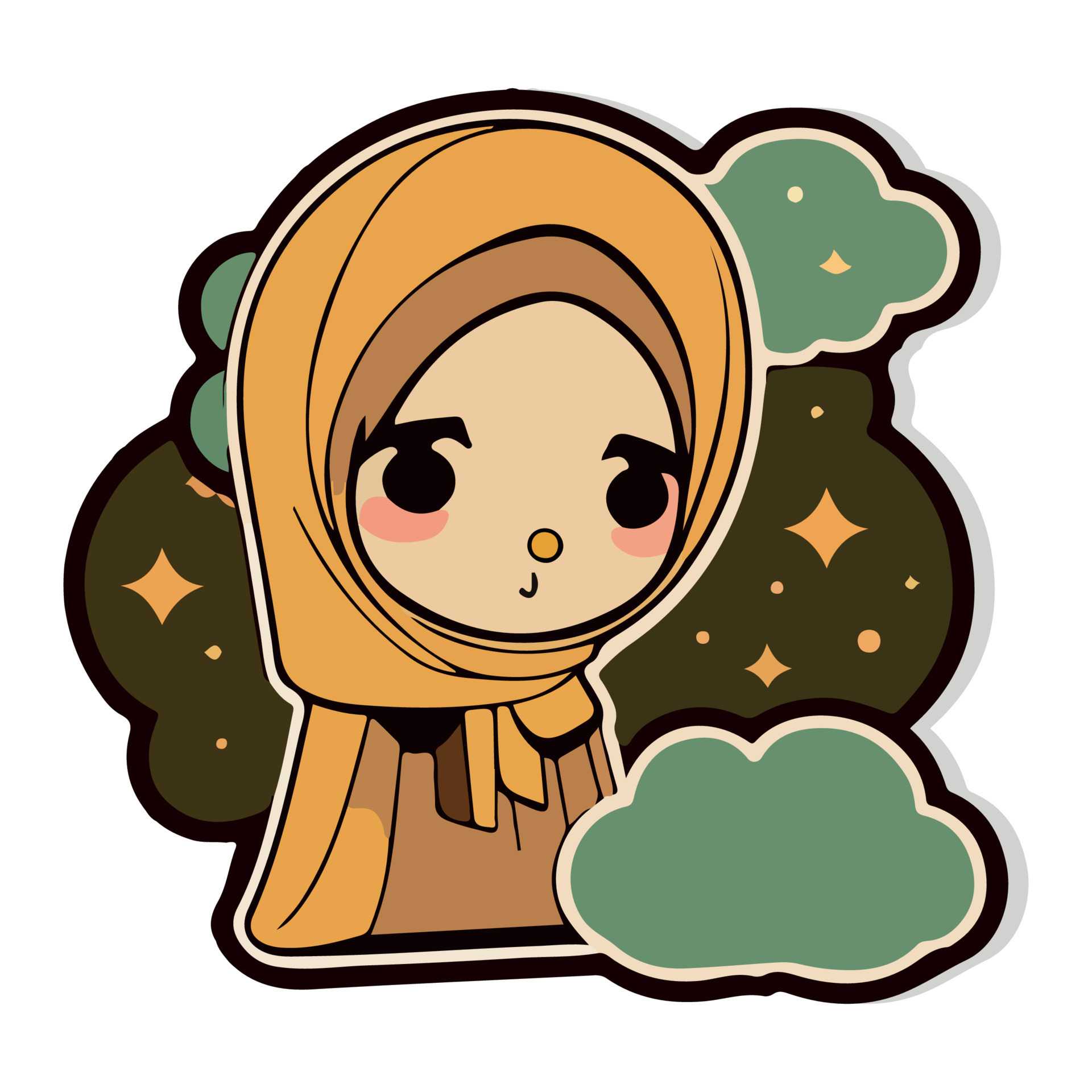 Premium Vector  Hand drawing cartoon girl wearing scarf. cute girl drawing  for profile picture