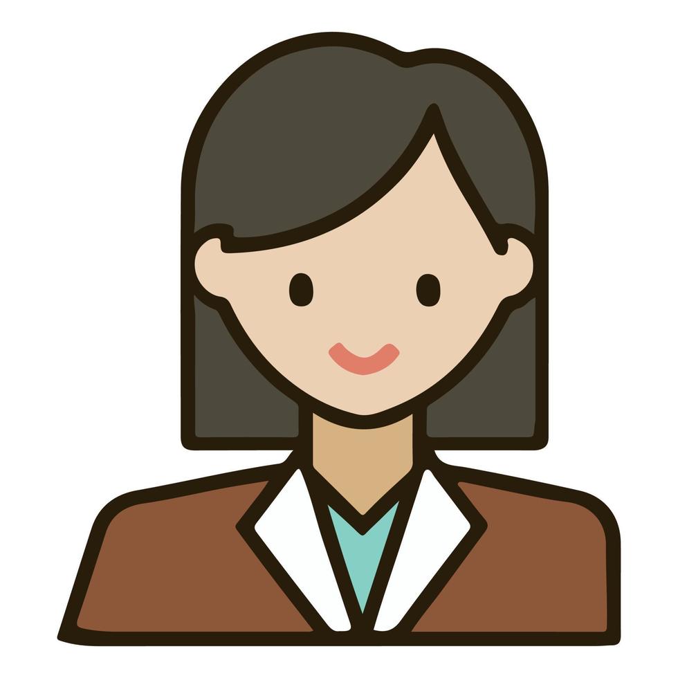 Positive face business woman upper body icon vector illustration