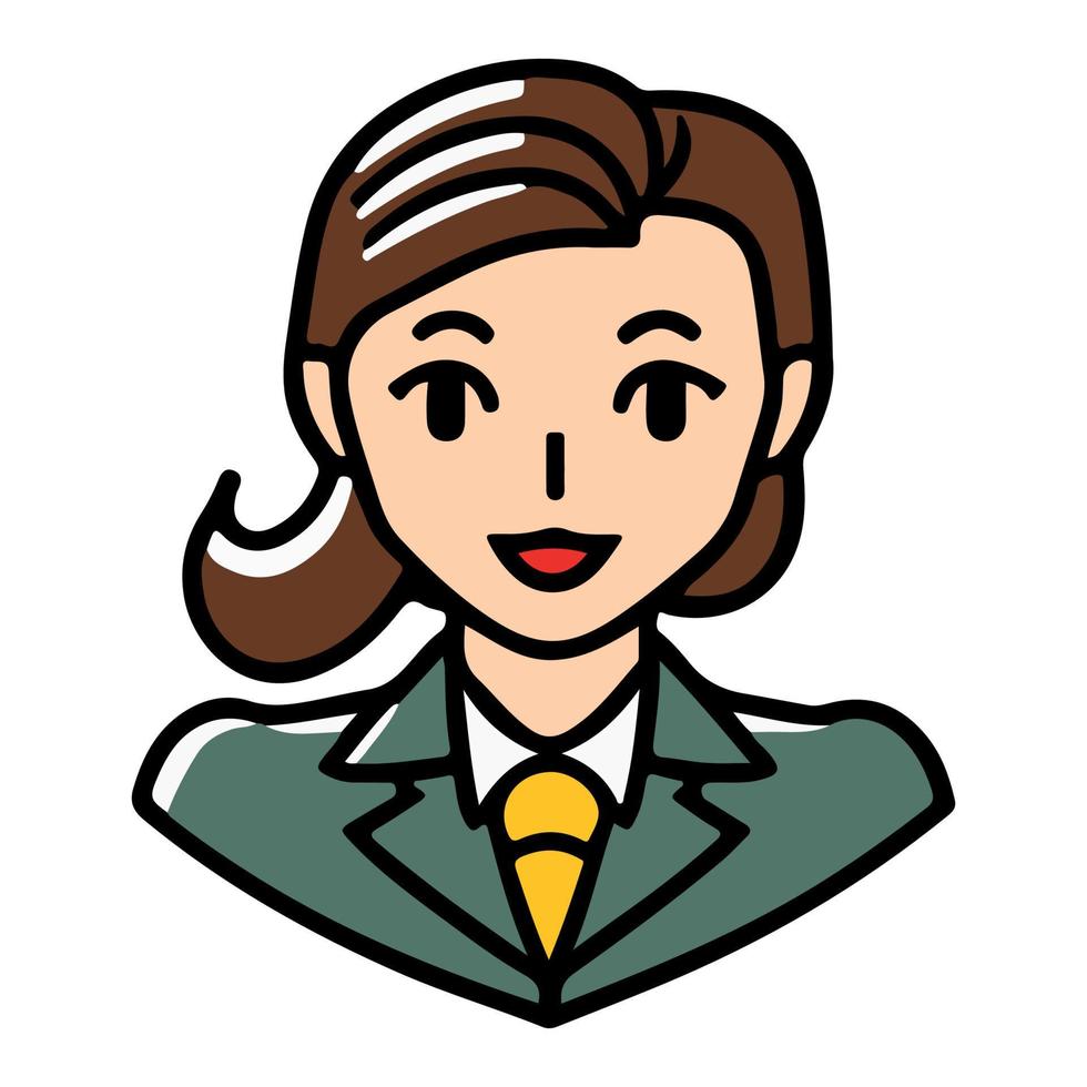 Positive face business woman upper body icon vector illustration