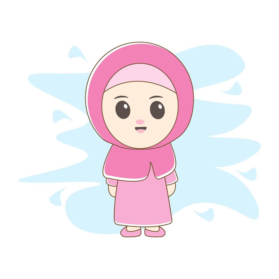 Islamic chibi with simple background vector