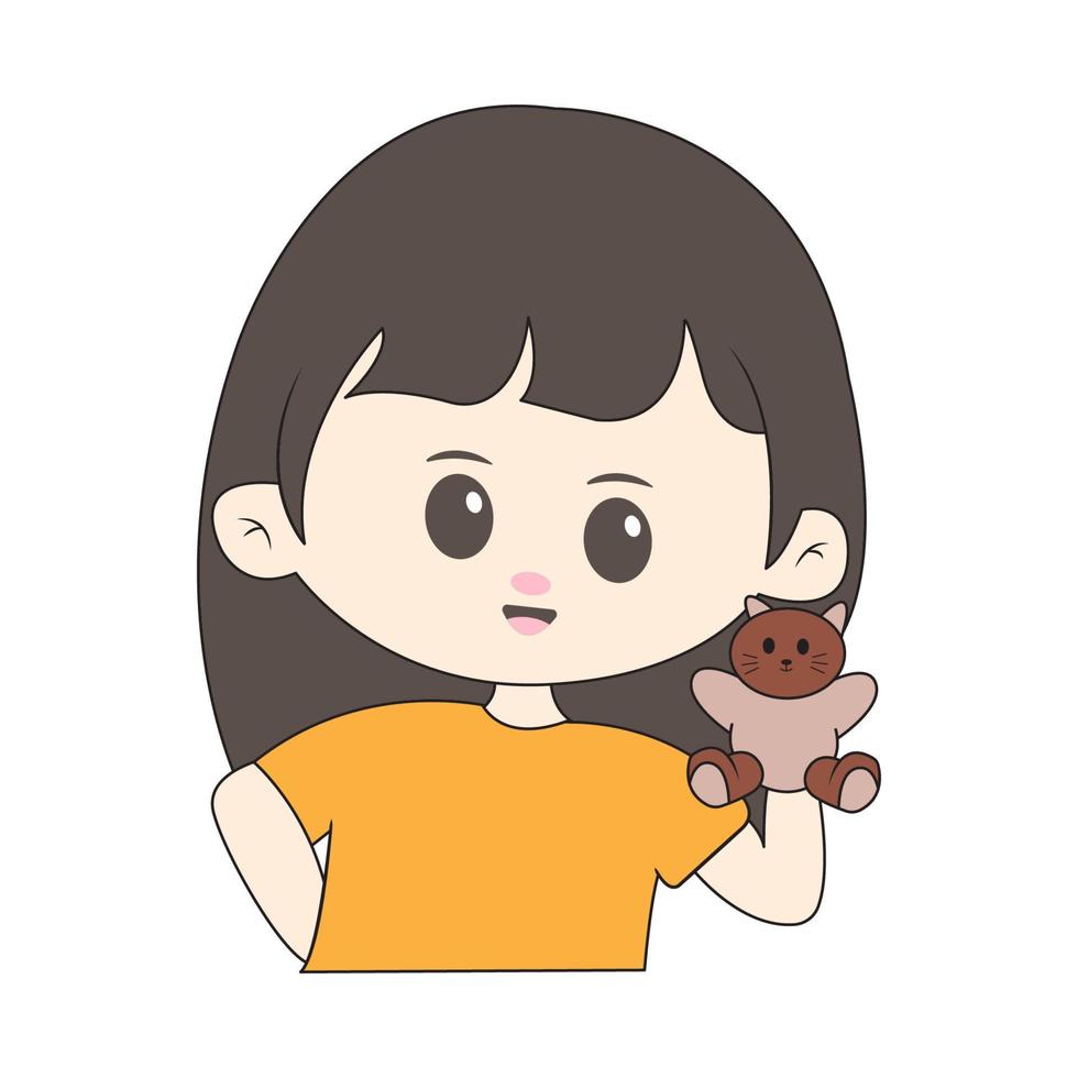 linda chibi personaje con sencillo antecedentes vector