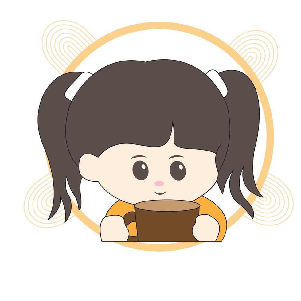 Cute chibi character with simple background vector